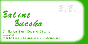 balint bucsko business card