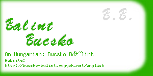 balint bucsko business card